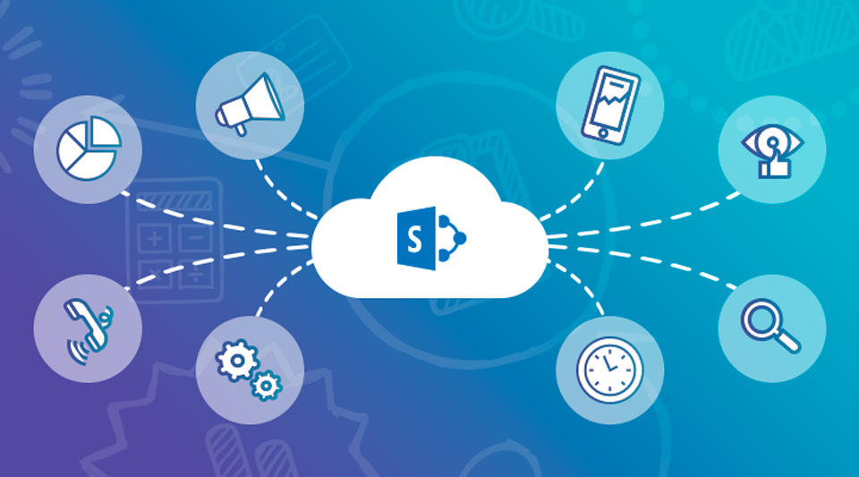 infographie représentant le fonctionnement de Sharepoint 