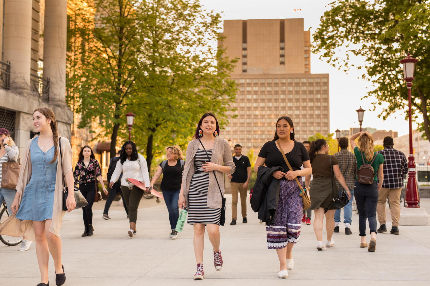 students walking on campus