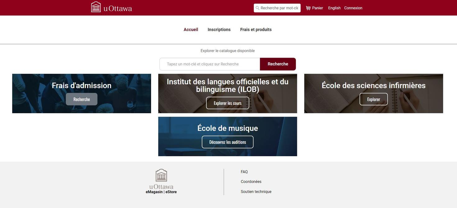 Capture d'ecran de la page d'accueil du e-magasin