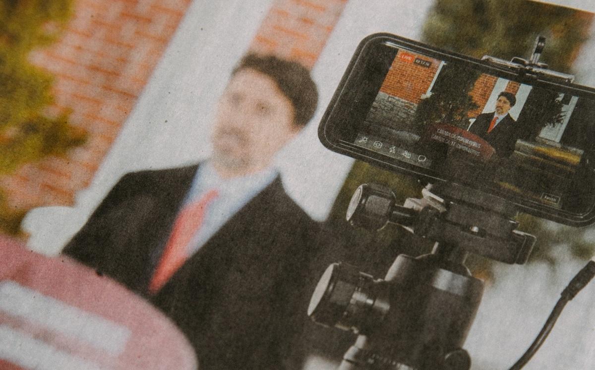 Le Premier ministre canadien Justin Trudeau vu depuis un iPhone