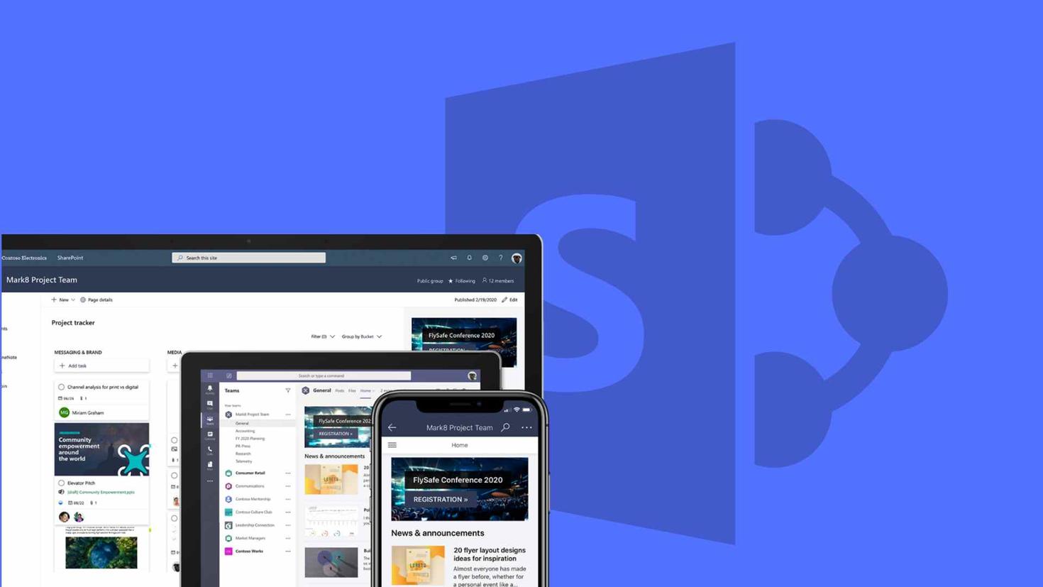 SharePoint displayed on several devices