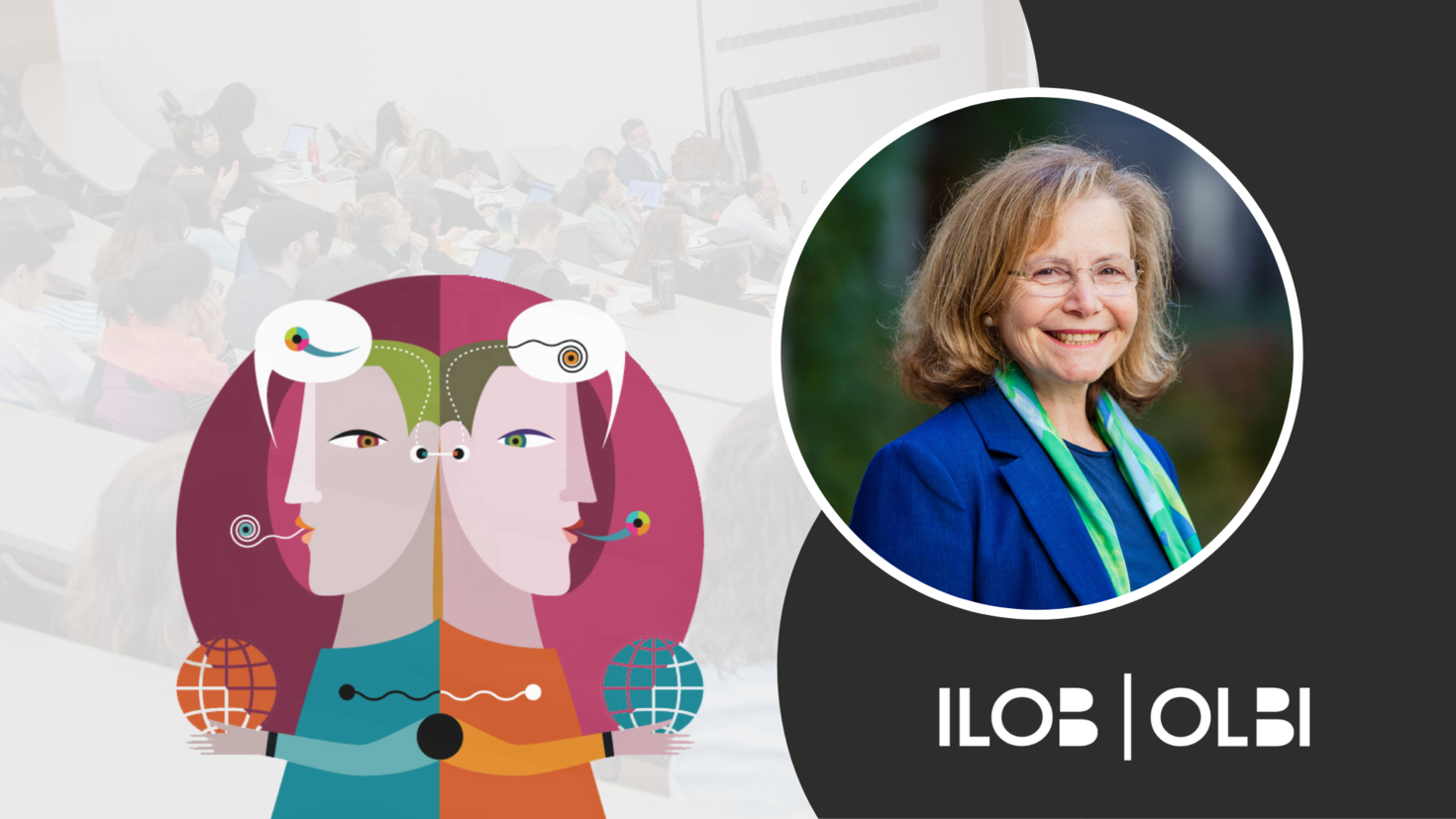 Bannière du forum de recherche CCERBAL. Le logo du CCERBAL: une illustration de deux personnages dos à dos avec des bulles de texte contenant des caractères abstraits au-dessus de leurs têtes. Une image Laura Ambrosio.Le logo de l'ILOB dans le coin inférieur droit. 