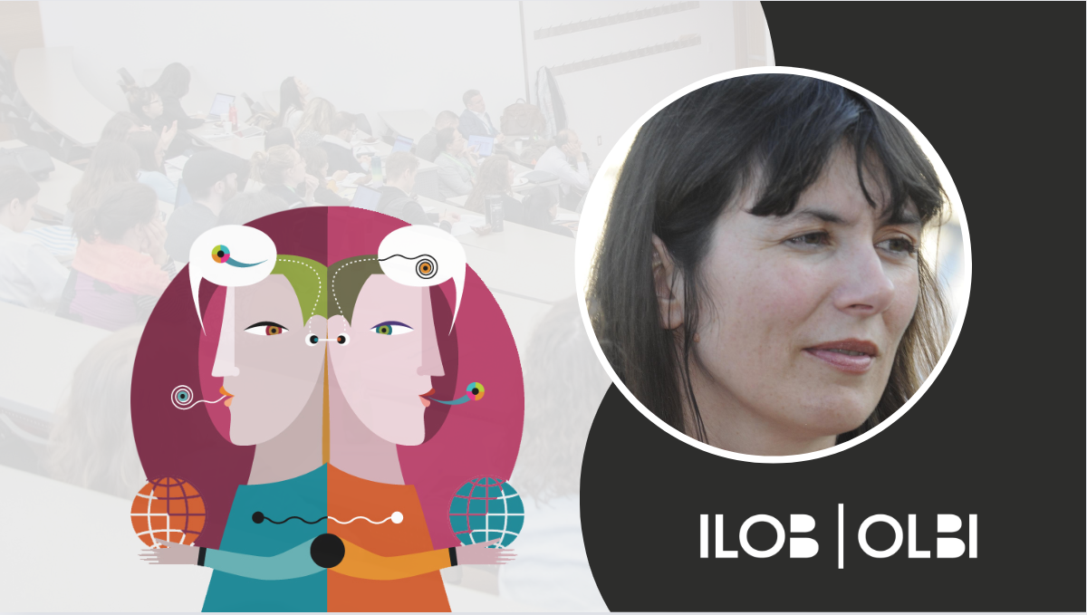 Bannière du forum de recherche CCERBAL. Le logo du CCERBAL: une illustration de deux personnages dos à dos avec des bulles de texte contenant des caractères abstraits au-dessus de leurs têtes. Une image Nathalie Auger. Le logo de l'ILOB dans le coin inférieur droit.