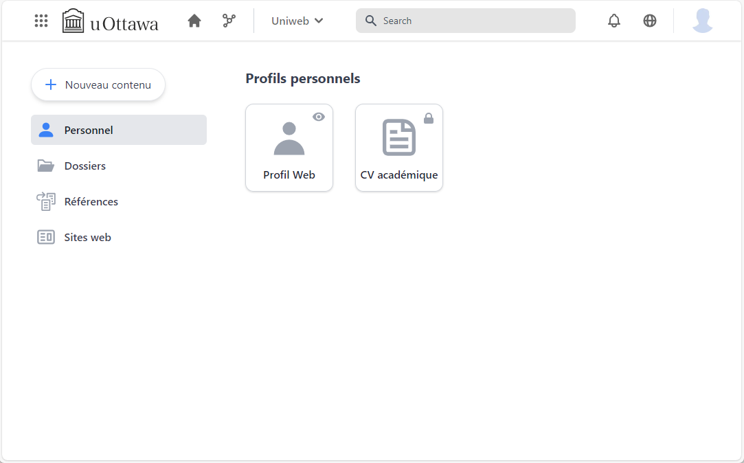 Nouvelle Interface d'UNIWeb (Version 3)
