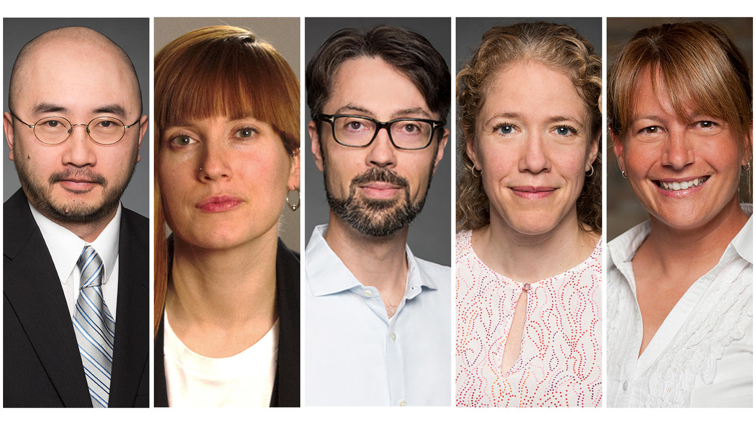  Professors Kin Chan, Constance Crompton, Damien D'Amours, Julie St-Pierre and Tracy Vaillancourt, newly appointed Canada Research Charis