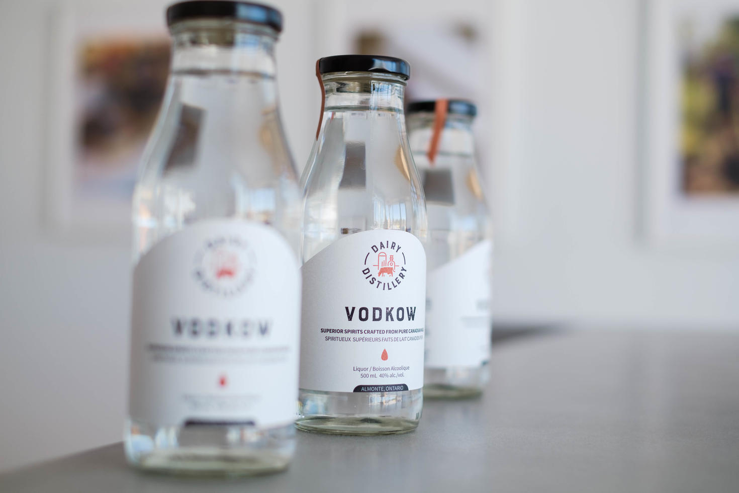 Bottles of vodka on a countrer