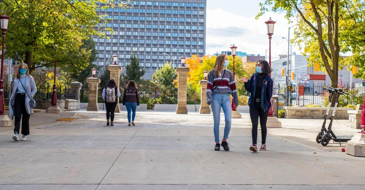 Students walking on campus