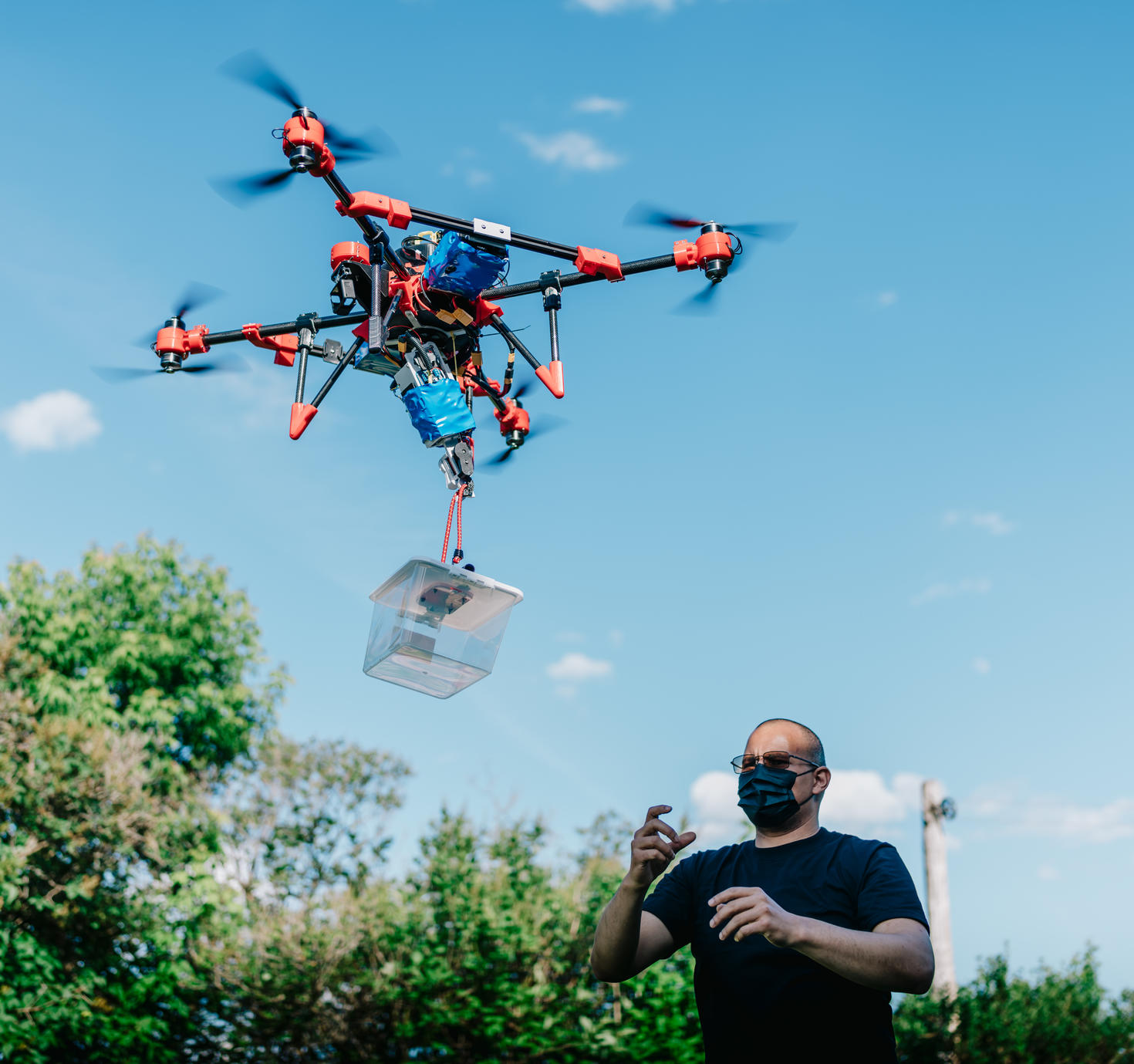 Drone delivers package