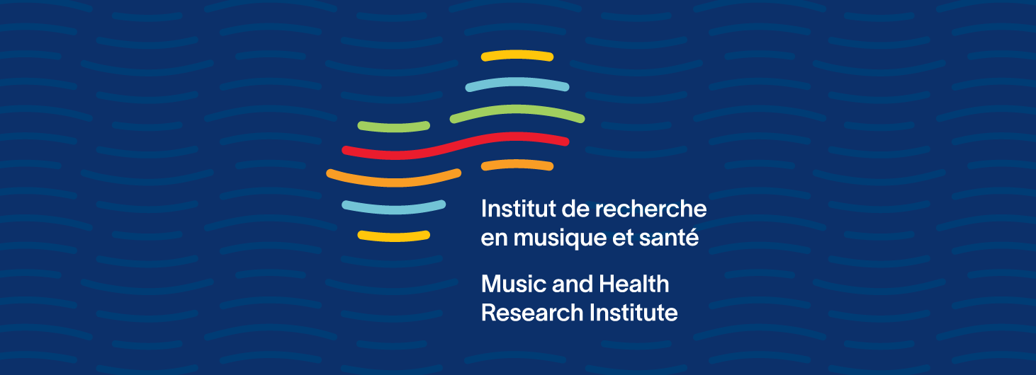 Blue background with the logo and text of the Music and Health Research Institute
