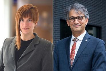 Constance Crompton, left, and Ebrahim Karimi, right.