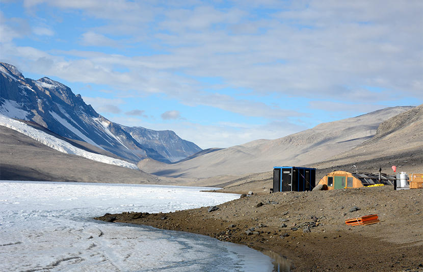 A field camp at Lake Bonney in Antarctica