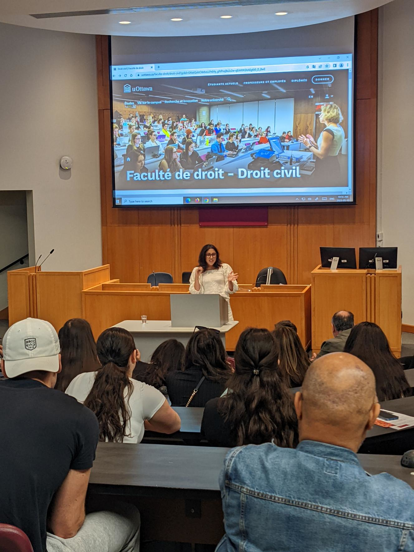 Malorie Kanaan speaking to students