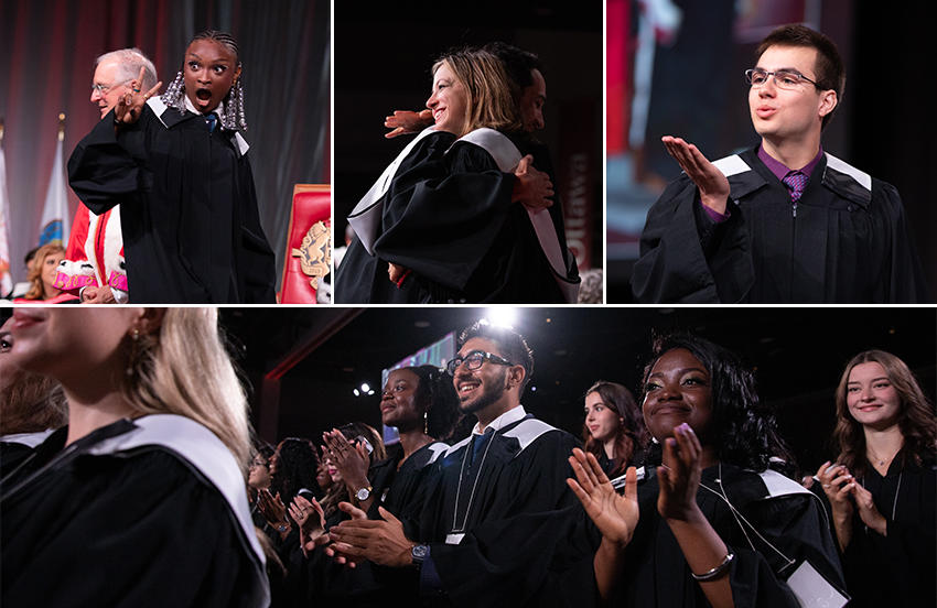 Les diplômés de la faculté des arts lors de la collation des grades..