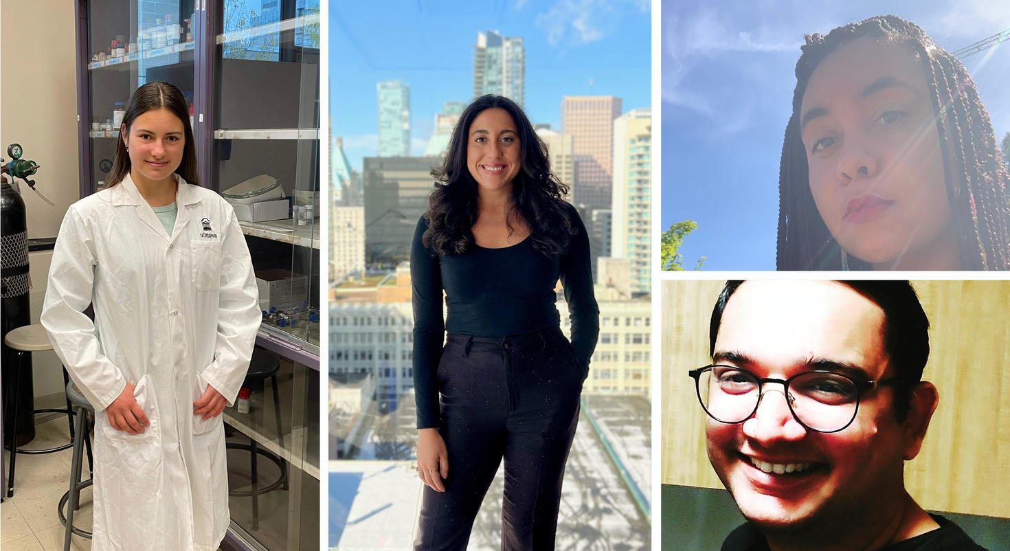 Pictures of the four students doing interesting roles over the summer