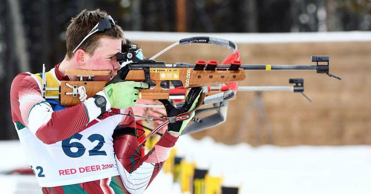 Jeremy competing at the 2019 Canada Winter Games in biathlon.