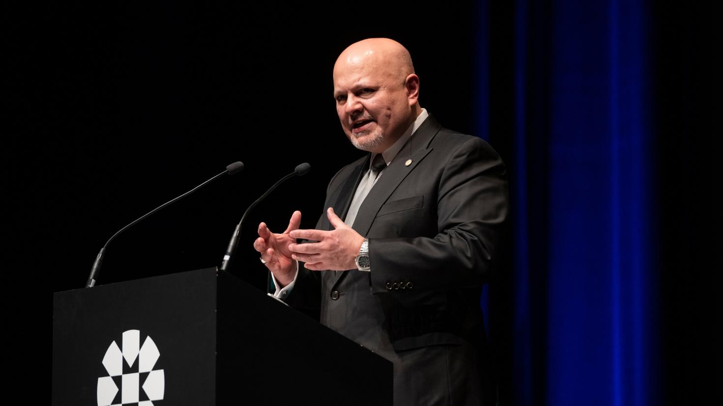 Photo of Karim A.A.Khan, Chief Prosecutor of the ICC, taken during the lecture