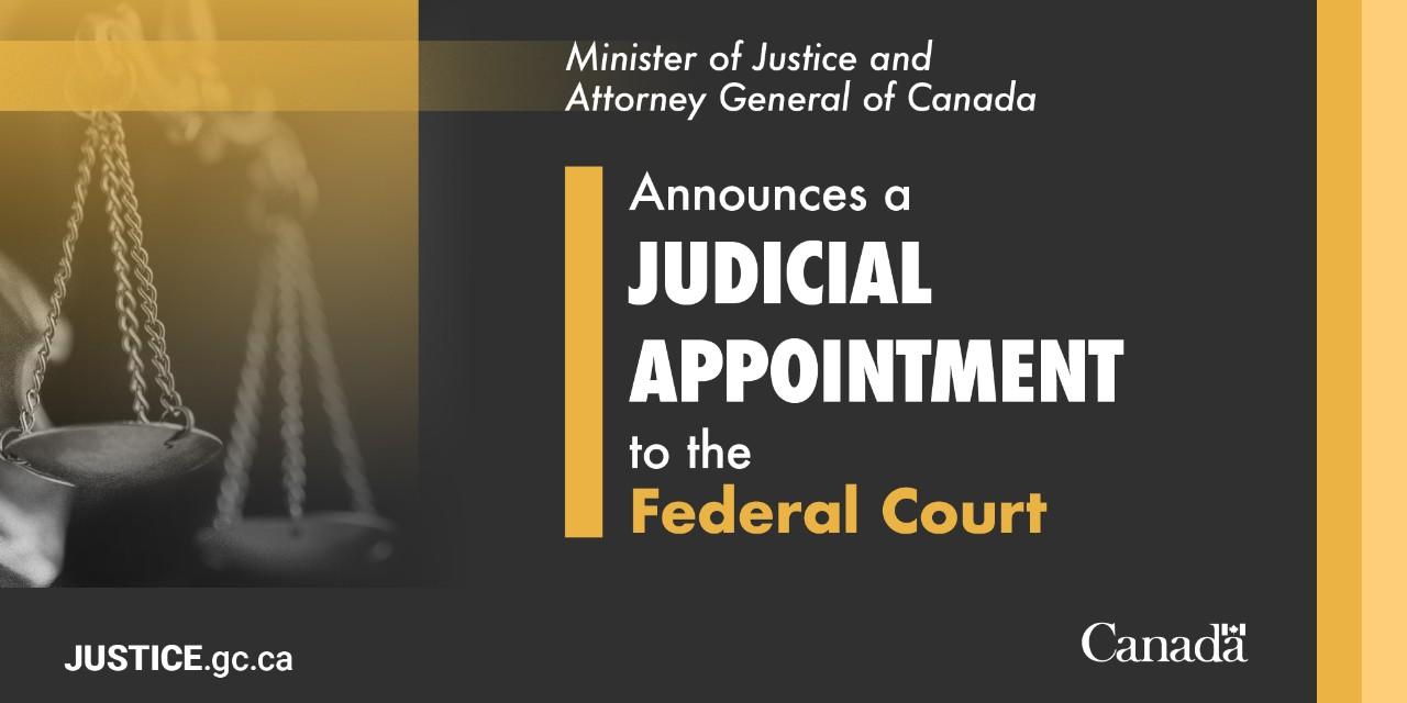 Poster from the office of the Attorney General announcing an appointment to the federal court