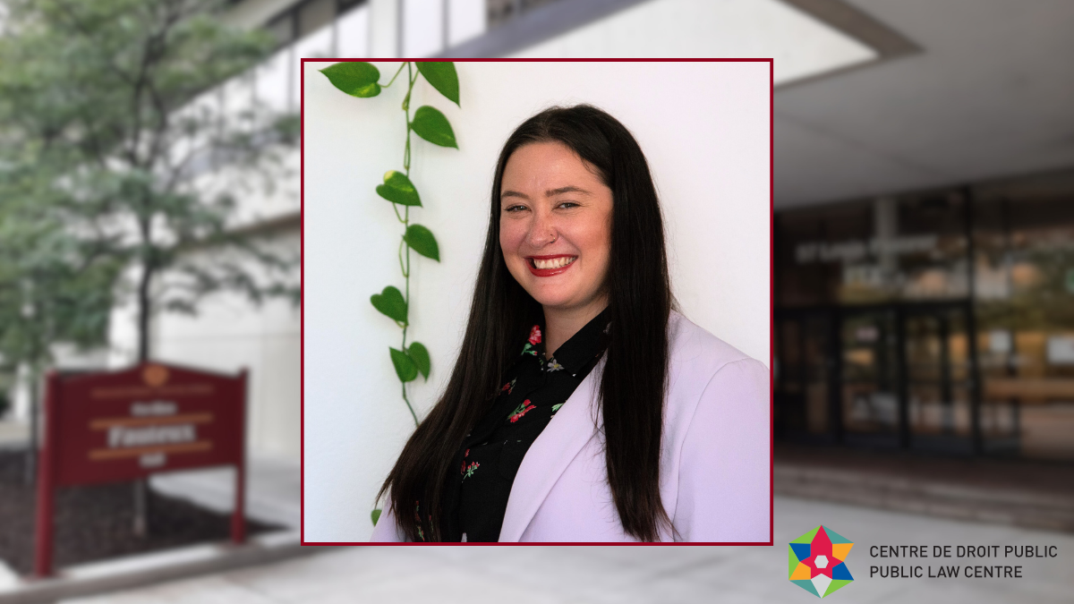 Photo of Dr. Joanne Murray overlaid on a background photo of Fauteux building