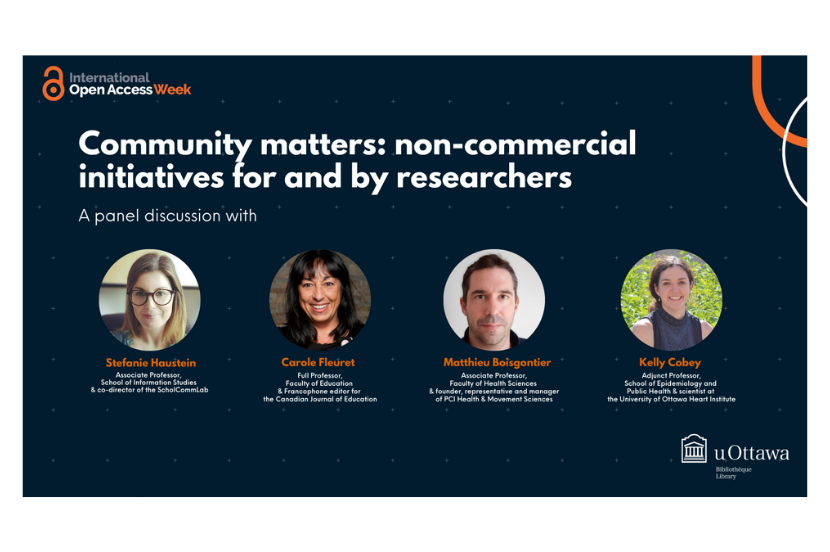 Panel poster - Photos of Stefanie Haustein, Carole Fleuret, Matthieu Boisgontier and Kelly Cobey