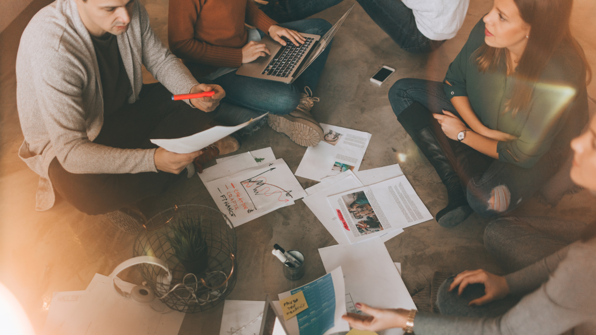 overhead shot of a group of people 