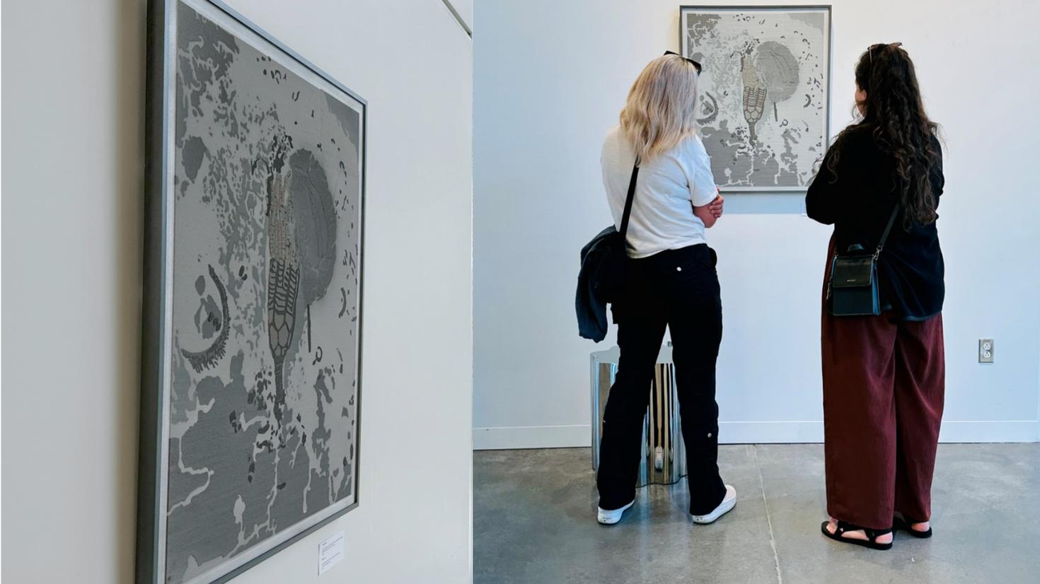 Left: created art piece exhibited at the Jardins de Métis (August 20 to October 18th 2023). Right: open exhibition of the art piece.