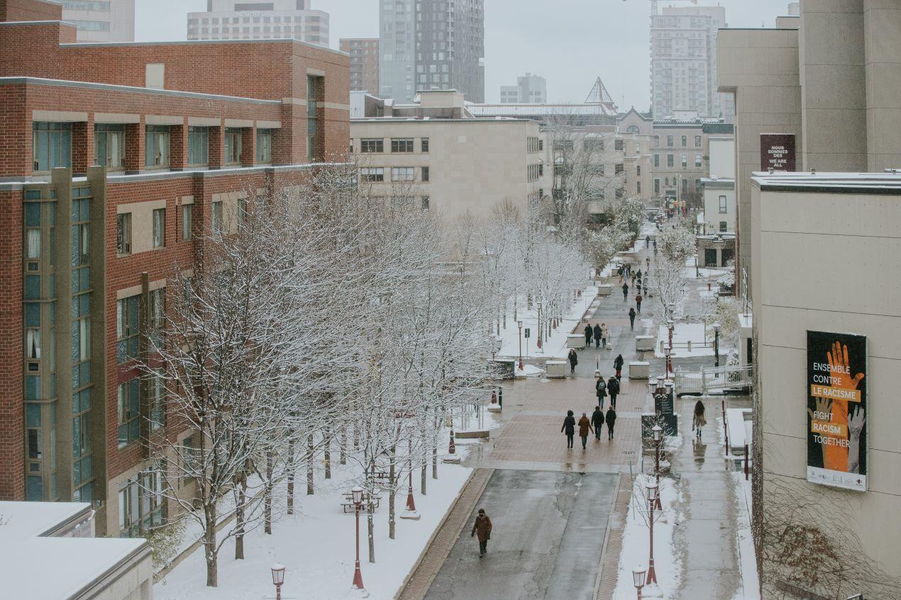 Aerial view of the University of Ottawa campus.