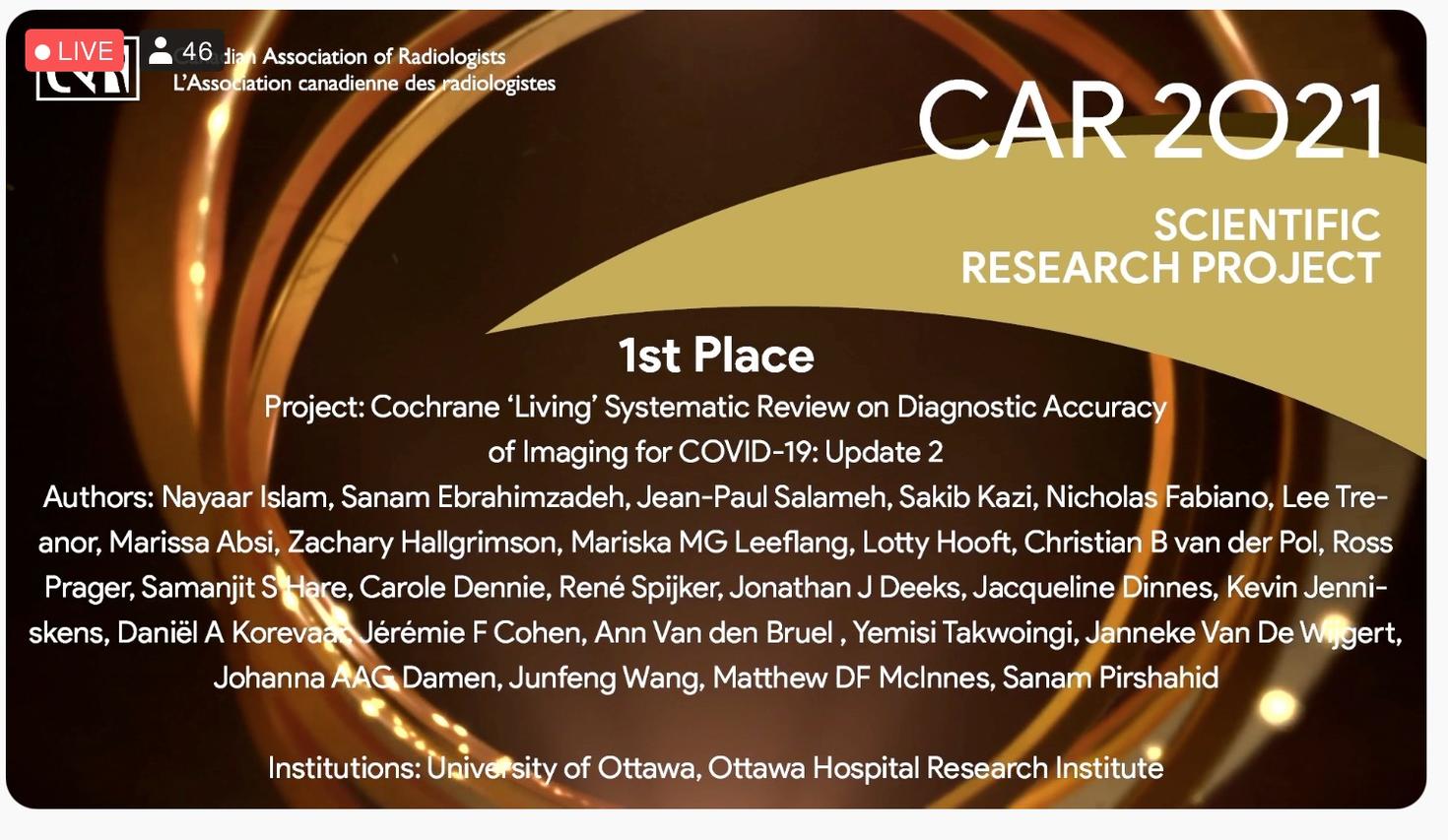 2021 Canadian Association of Radiologists (CAR) Annual Scientific Meeting Certificate