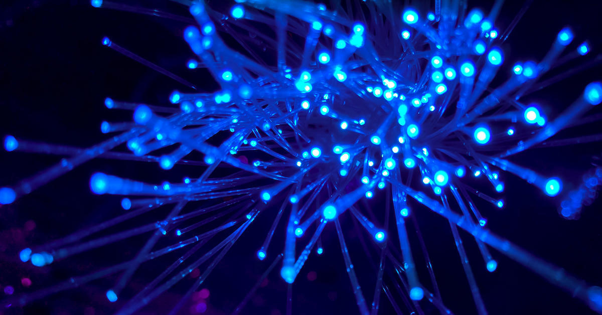 blue fibre optics on black background