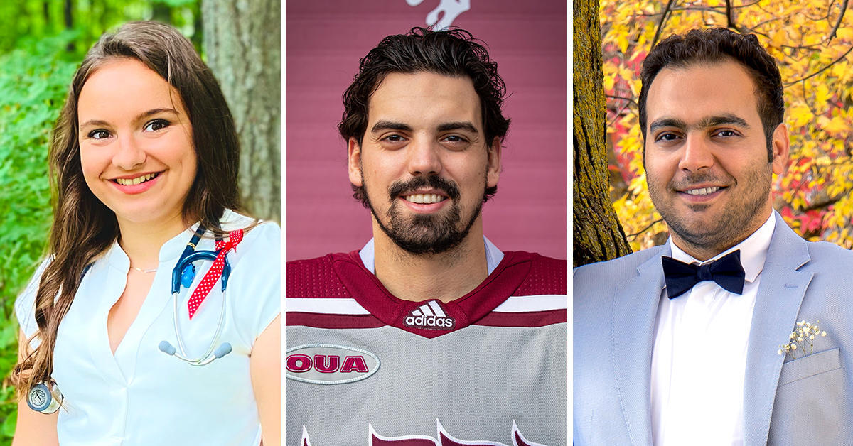 Photo collage of Nicole Yokubynas, Kevin Domingue and Farhad Roodi