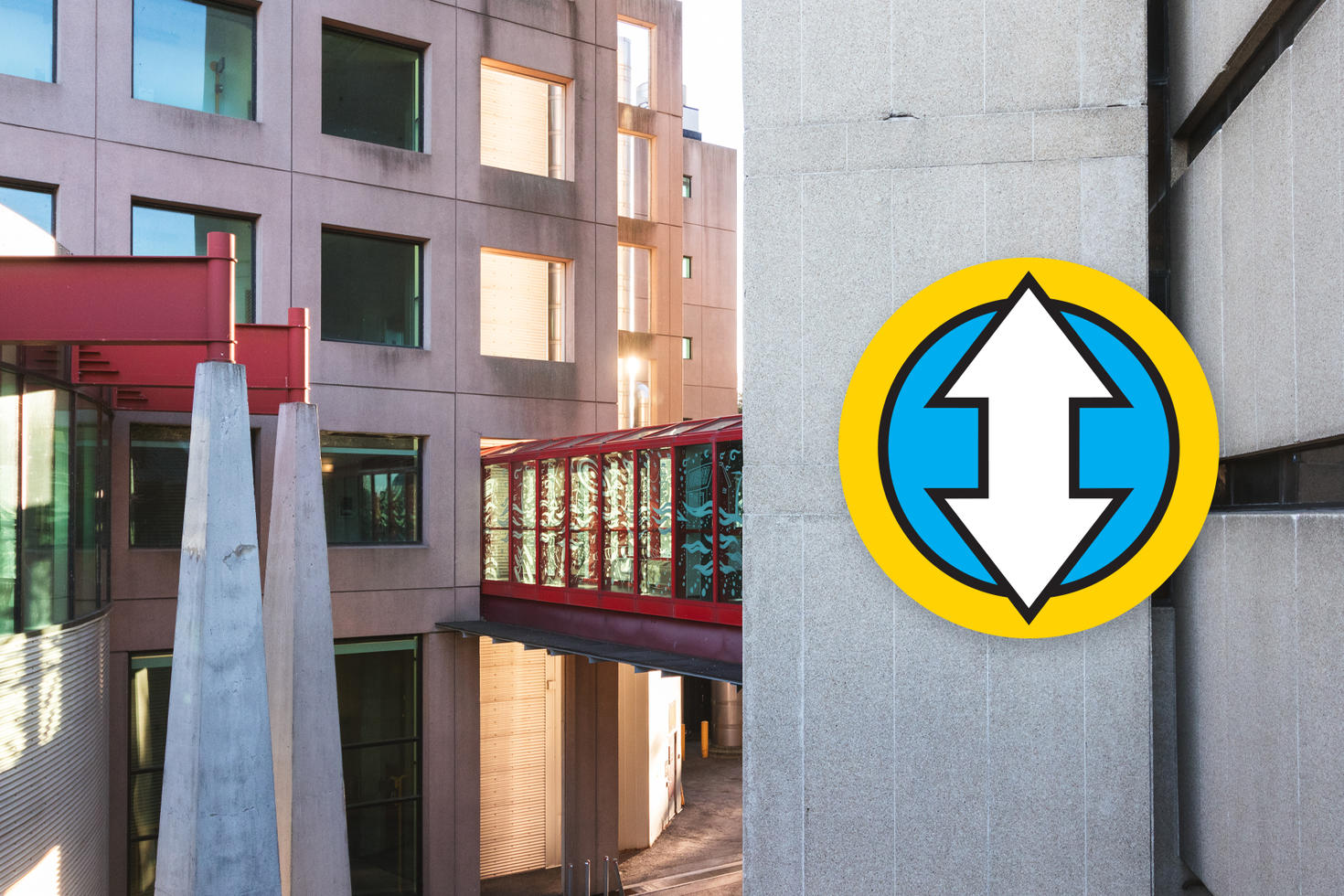 Covered walkways between buildings.