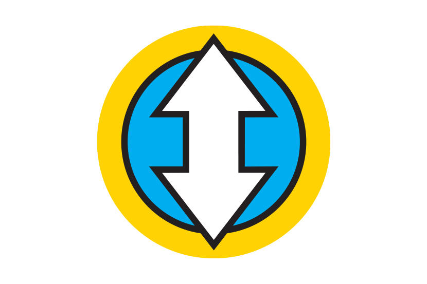 A two-way arrow that indicates routes to follow to stay warm.