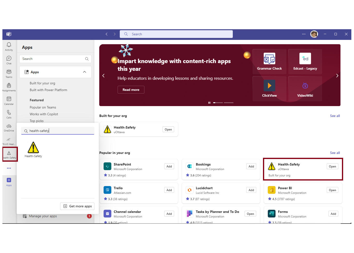 health and safety teams app at uOttawa