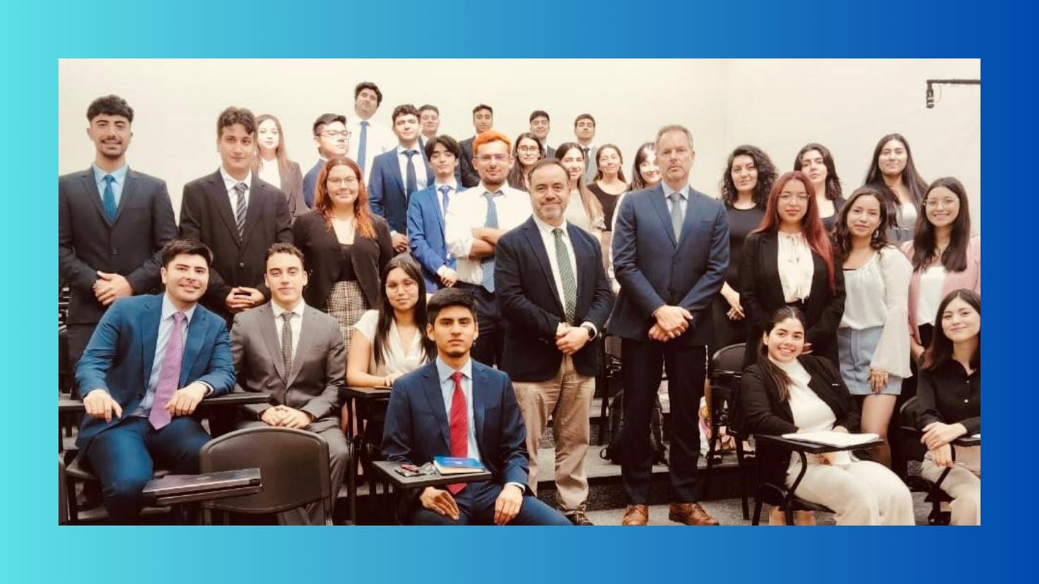 Pierre Gilles Bélanger et ses étudiants au Chili.