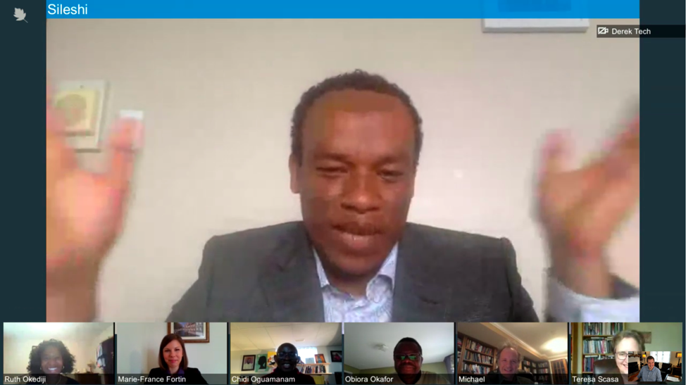 Sileshi Hirko sur un appel Zoom.