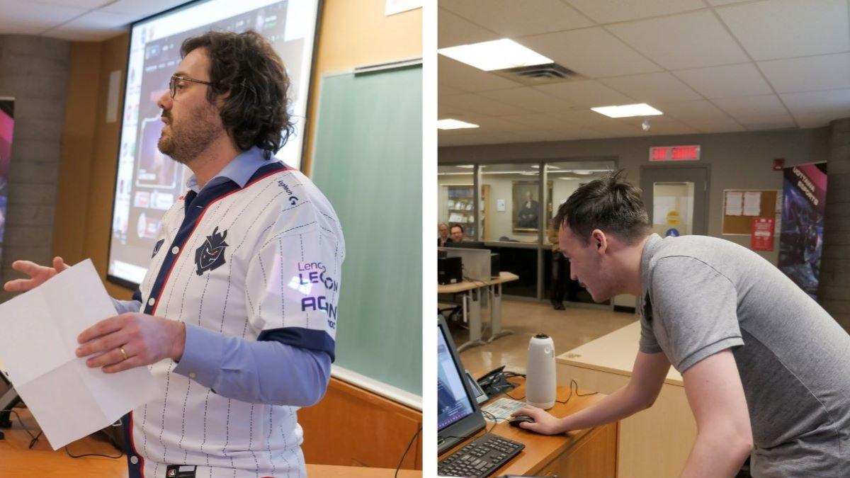 Thomas Burelli, professeur à la Section de droit civil et passionné de jeux vidéo et Mish Boutet, bibliothécaire spécialiste en compétence numérique