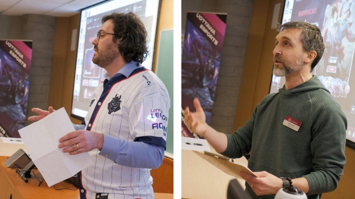 Thomas Burelli, professeur à la Section de droit civil et passionné de jeux vidéo et Mish Boutet bibliothécaire spécialiste en compétence numérique