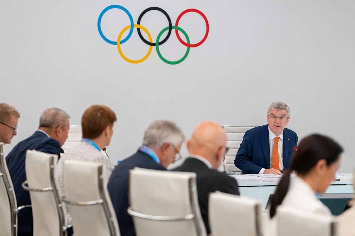 IOC president Thomas Bach chairs a meeting