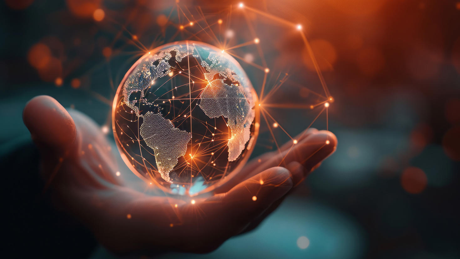 Hand holding a globe