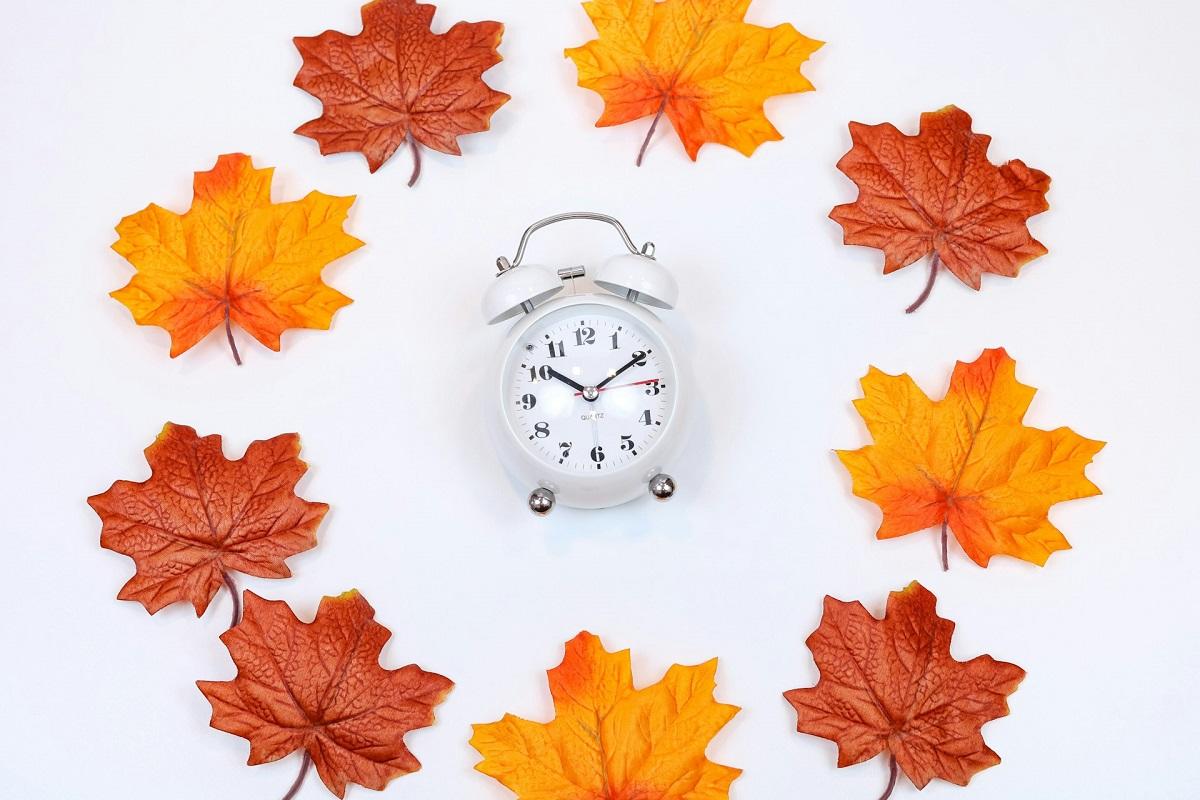 Leaves around a clock
