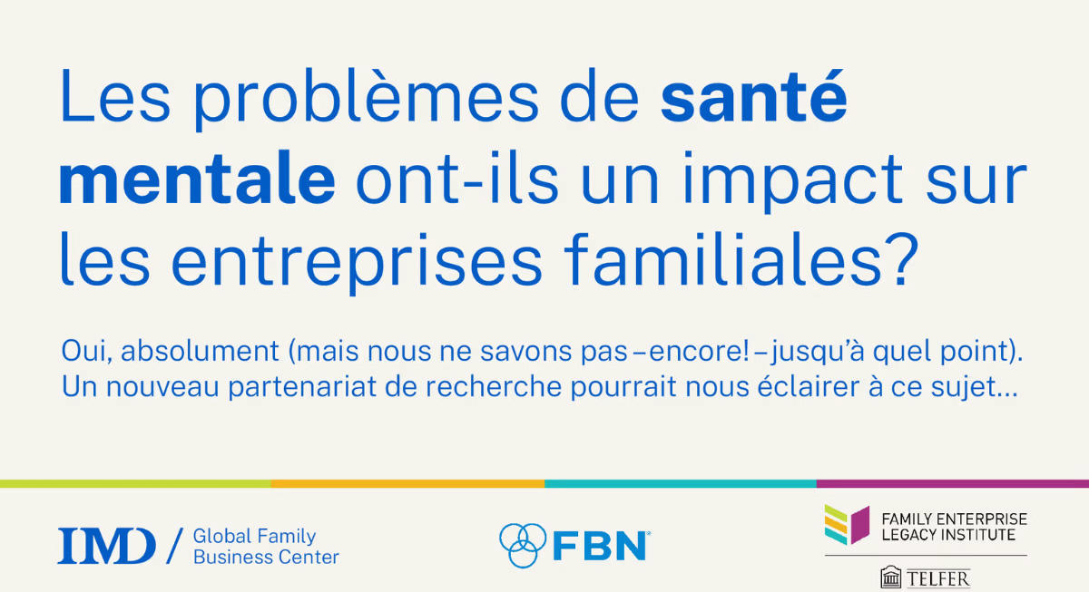 Les problèmes de santé mentale ont-ils un impact sur les entreprises familiales? Oui, absolument (mais nous ne savons pas – encore! – jusqu’à quel point). Un nouveau partenariat de recherche pourrait nous éclairer à ce sujet…