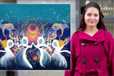 Anna Mikhailov and her winning artistic creation, Festive Symphony.