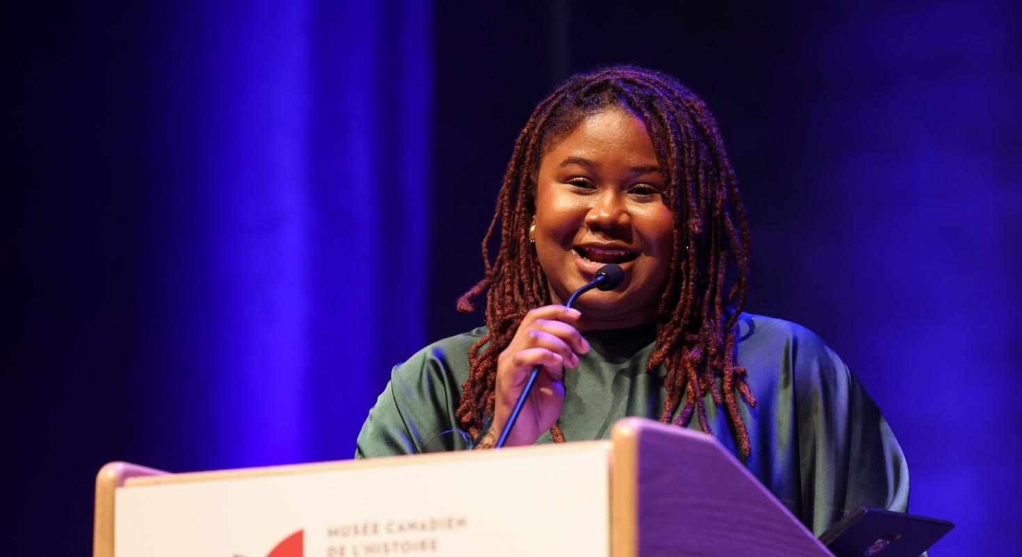 Zorha Konaté accepts the Community Advocate Award at the Black Excellence Gala on Feb. 2.