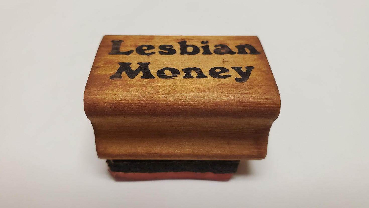 Lesbian Money, Wood and Rubber Stamp, Sister Vision Press fonds, 10-173-S8-I4