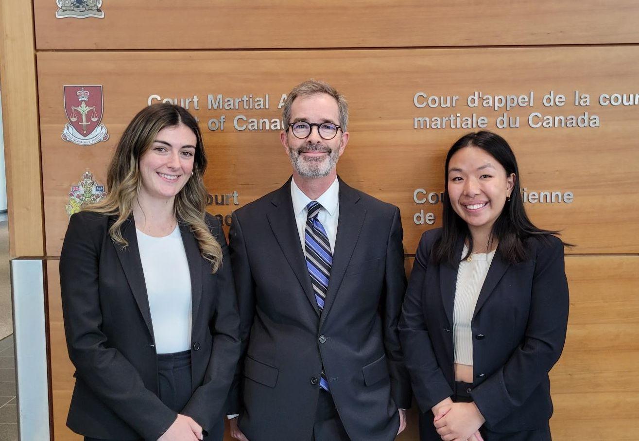 Interns Julia Kafato and Courtney Wong with CIPPIC Director Matt Malone at the Federal Court
