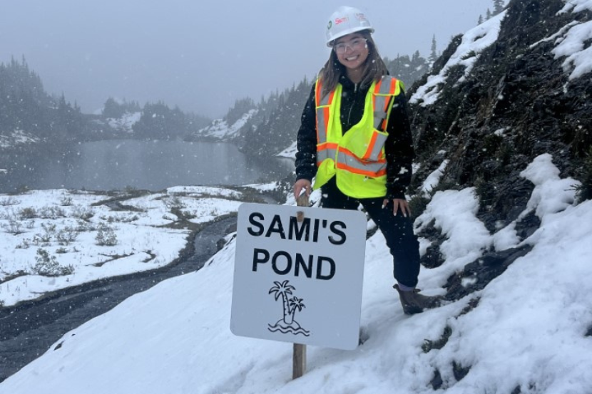 Samantha Lowe at Sami's pond.