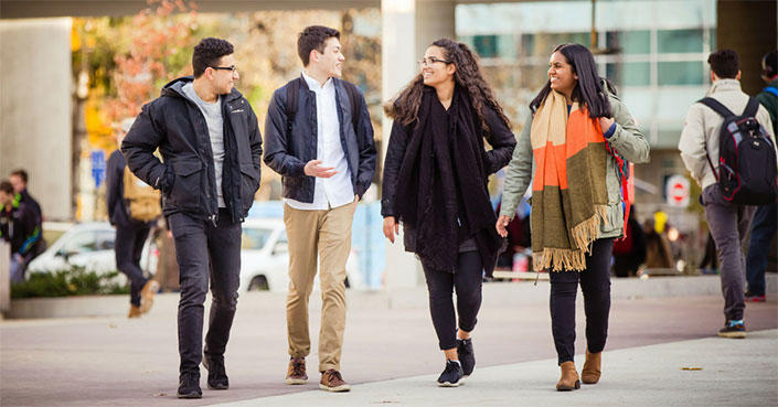 students walking and discussing