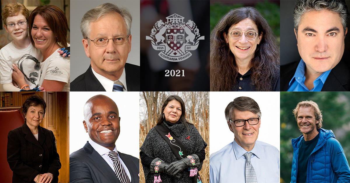 Tina Boileau, Gilles Patry, Écusson de l’University d’Ottawa, May Berenbaum, Kevin Loring, Louise Charron, Wes Hall, Doris Peltier, Allen Eaves et Pierre Lavoie