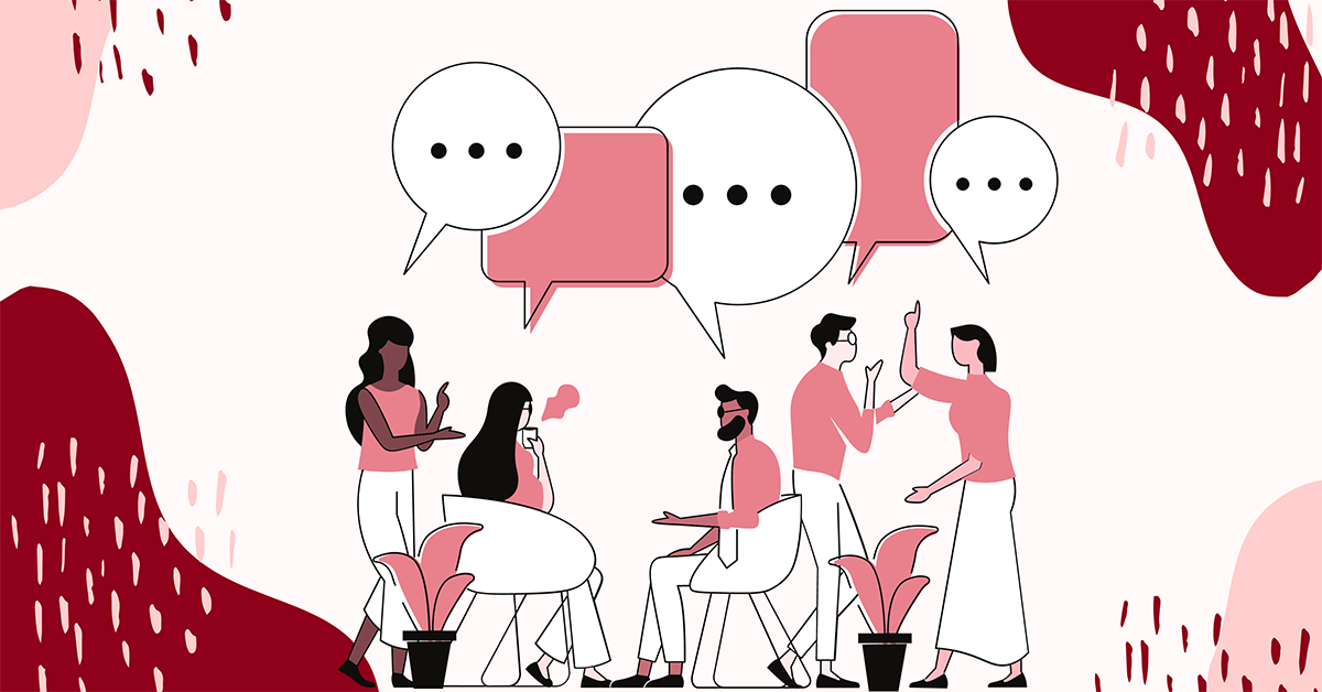 Illustration of a group of people talking