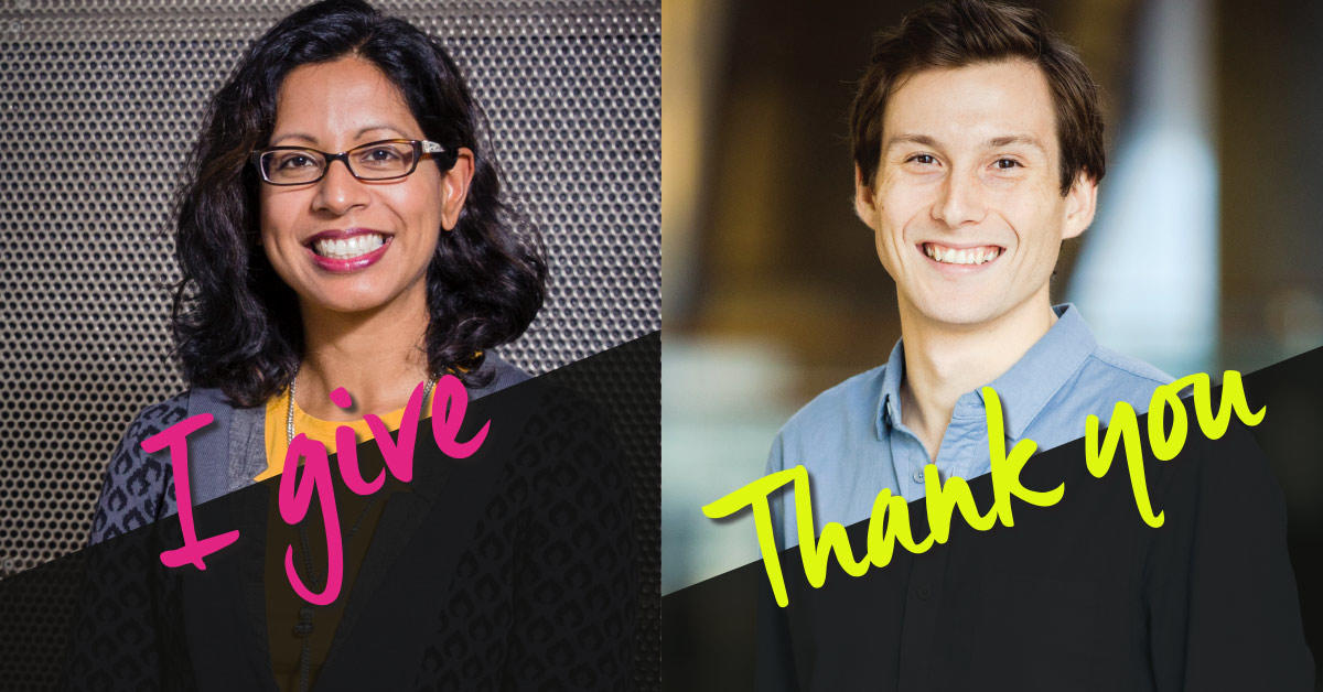 Students thank employees for giving.