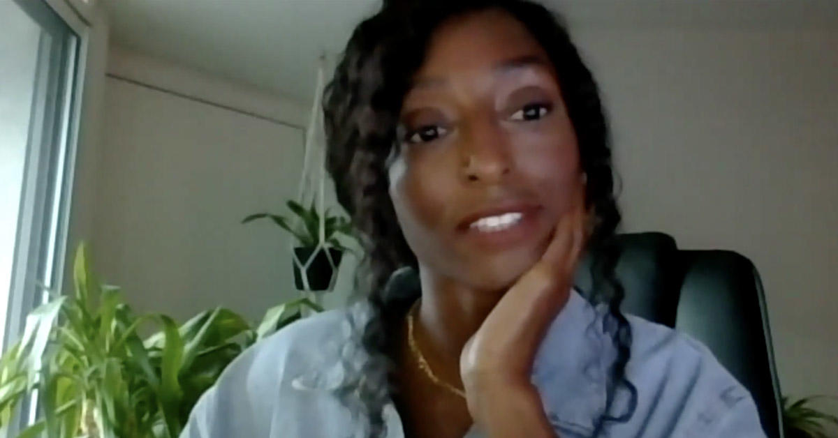 Screen shot of Reakash Walters speaking at the Zoom event.